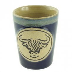 Blue Stoneware Highland Cow Head Shot Glass