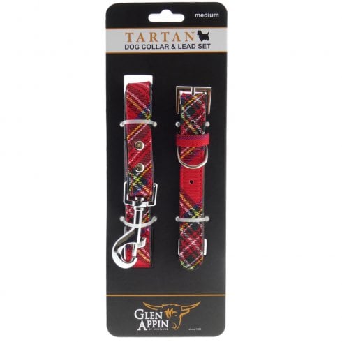 Glen Appin of Scotland Dog Collar and Lead Set in Royal Stewart