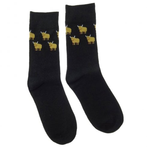 Glen Appin of Scotland Gents Highland Cow Novelty Socks - One Size