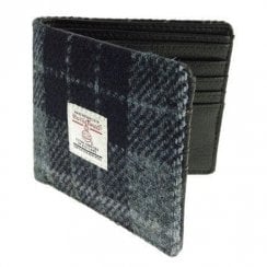 Gents Mull Harris Tweed Wallet - Grey & Black Tartan