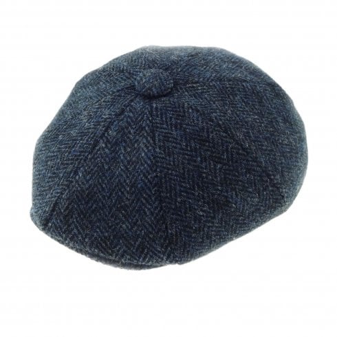 Glen Appin of Scotland Glen Appin Harris Tweed Shelby Cap Navy Herringbone Medium