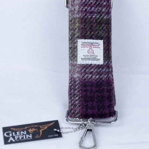Glen Appin of Scotland Harris Tweed Bag Strap In Heather Check