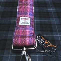Harris Tweed Bag Strap In Pink Check