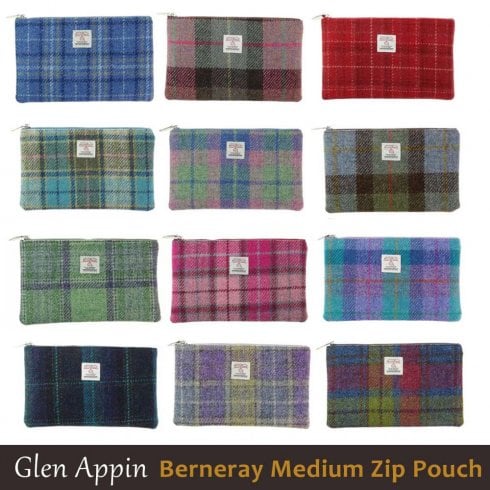 Glen Appin of Scotland Harris Tweed Berneray Medium Zip Pouch