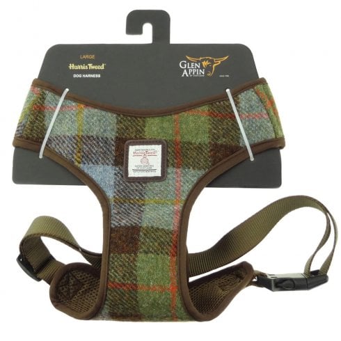 Glen Appin of Scotland Harris Tweed Dog Harness in Macleod Tartan