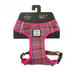 Harris Tweed Dog Harness in Pink Check