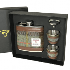 Harris Tweed Hip Flask Gift Set - MacLeod Tartan