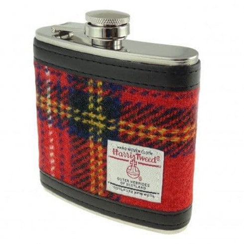 Glen Appin of Scotland Harris Tweed Hip Flask - Royal Stewart