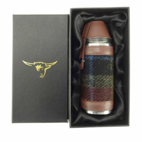 Glen Appin of Scotland Harris Tweed Hunting Flask-Rust Check