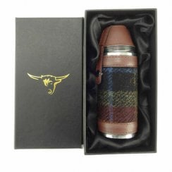 Harris Tweed Hunting Flask-Rust Check