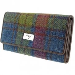 Harris Tweed Tiree Purse with ID window in Multi Colour Tartan