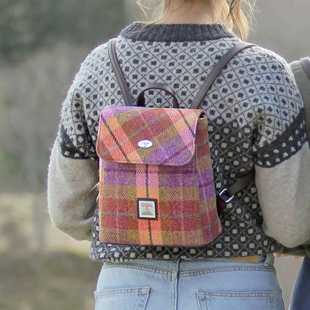 Glen Appin Harris tweed 100% Scottish wool Plaid Wool Backpack Harris Tweed  main image 3