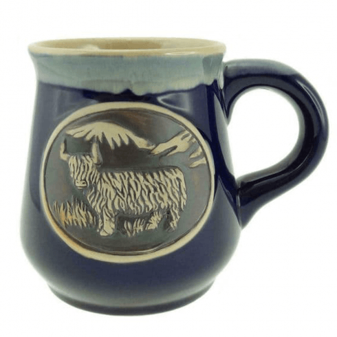 Glen Appin of Scotland Highland Cow Stoneware Mug - Blue
