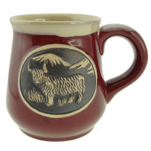 Glen Appin of Scotland Highland Cow Stoneware Mug - Red