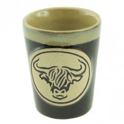 Highland Cow Stoneware Shot Cup - Black