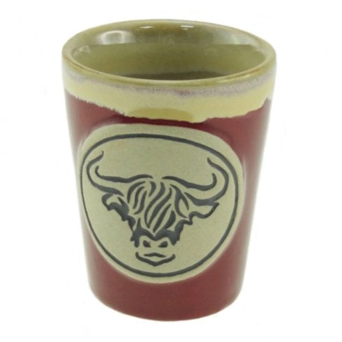 Glen Appin of Scotland Highland Cow Stoneware Shot Cup - Red