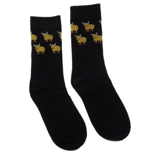 Glen Appin of Scotland Ladies Highland Cow Novelty Socks - One Size