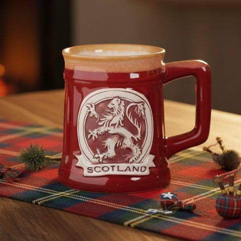 Glen Appin of Scotland Lion Rampant Stoneware Mug - Red
