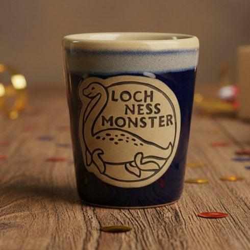 Glen Appin of Scotland Loch Ness Monster Stoneware Shot Glass - Blue