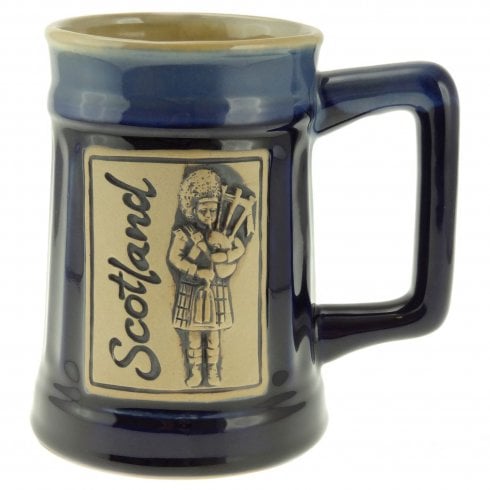 Glen Appin of Scotland Scottish Piper Stoneware Beer Mug - Blue