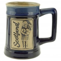 Scottish Piper Stoneware Beer Mug - Blue