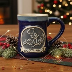 Scottish Thistle Stoneware Mug - Blue