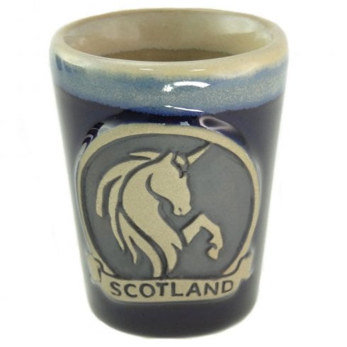 Glen Appin of Scotland Scottish Unicorn Stoneware Shot Glass - Blue