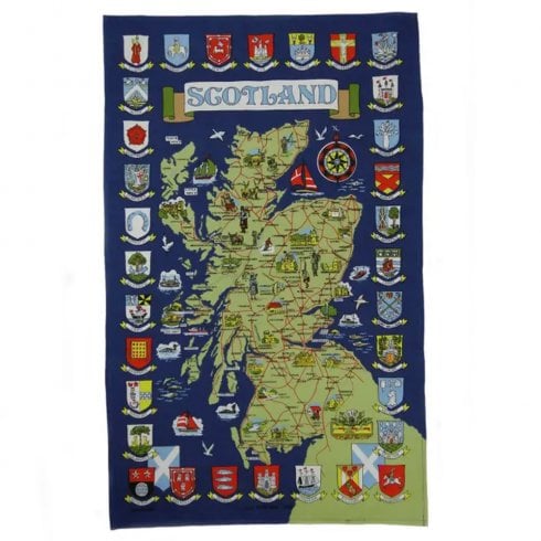 Glen Appin of Scotland Town Crest Map Tea Towel