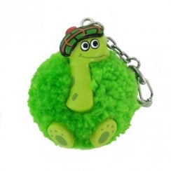 Wooden Nessie Pom Pom Keyring
