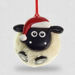 Wooden Sheep Pom Pom Christmas Figurine