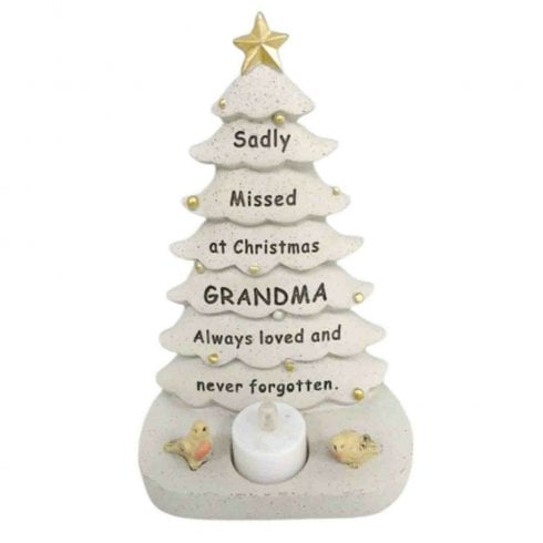 David Fischhoff Grandma Christmas Tree With Flickering LED Candle Light Memorial Ornament 