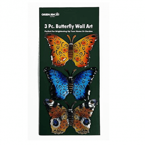 Green Jem Garden 3 Piece Butterfly Wall Art