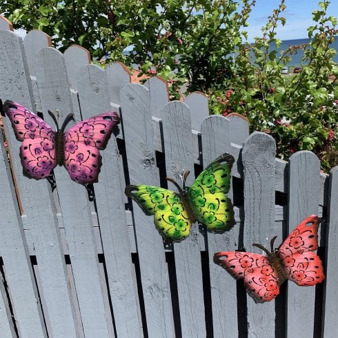 Green Jem Garden Cut-Out Metal Garden Butterflies - Set of 3 (SET B)