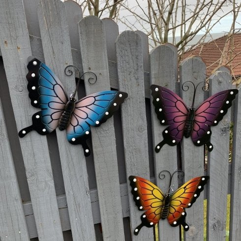 Green Jem Garden Set of 24 Vibrant Metal Butterflies