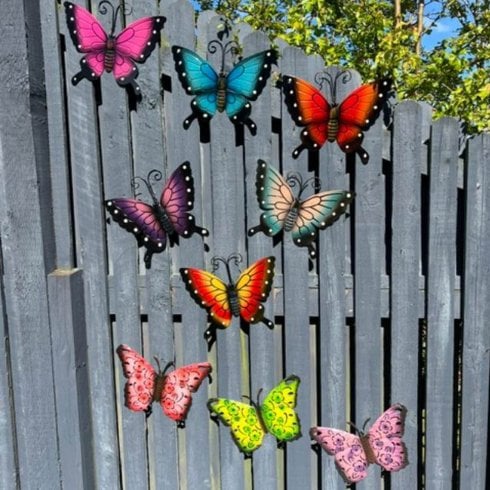 Green Jem Garden Set of Nine Assorted Metal Butterflies (3 Sets of 3)