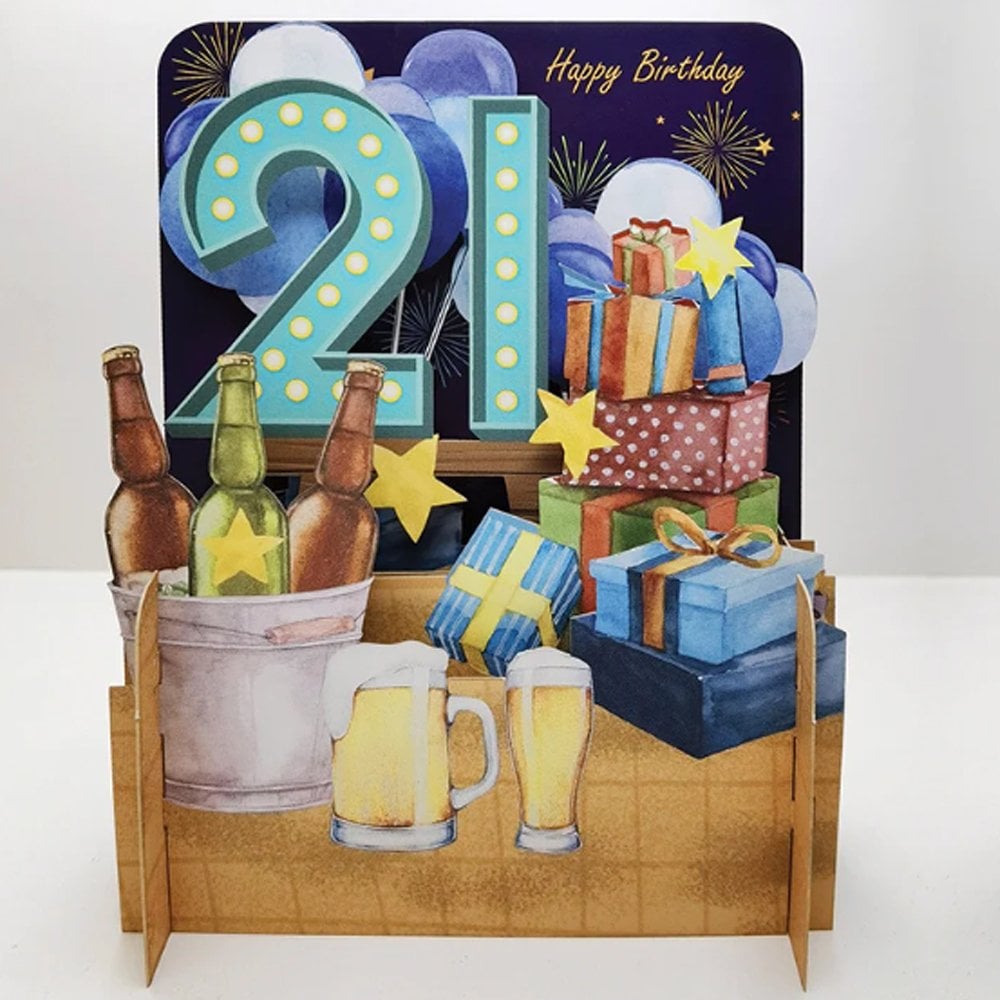 Happy 21st Birthday 3D Pop Up Card - Beers | Pop Up Greeting Card