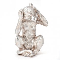 Silver Resin Monkey - Hear No Evil