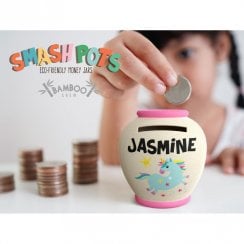 Bamboo Smash Pot Money Bank - Names J-Z