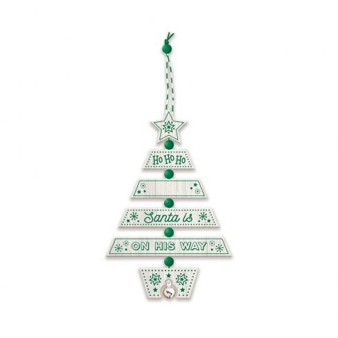 History & Heraldry Christmas Tree Decoration - Santa Green/White 269800004 Wooden Hand Crafted