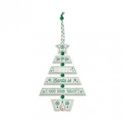 Christmas Tree Decoration - Santa Green/White 269800004 Wooden Hand Crafted
