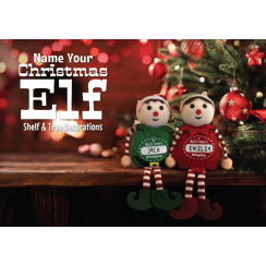 Personalised Shelf Elf and Tree Decoration %5BNames A-G%5D
