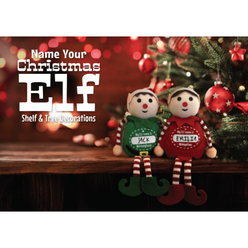 History & Heraldry Personalised Shelf Elf and Tree Decoration [Names M-Z]