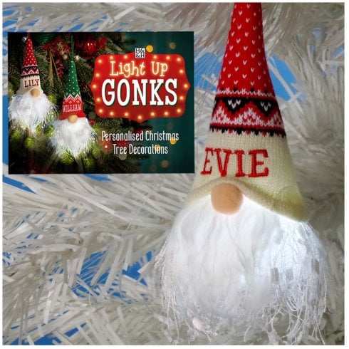 History & Heraldry Pre-Personalised Light Up Christmas Gonks - Hanging Decoration