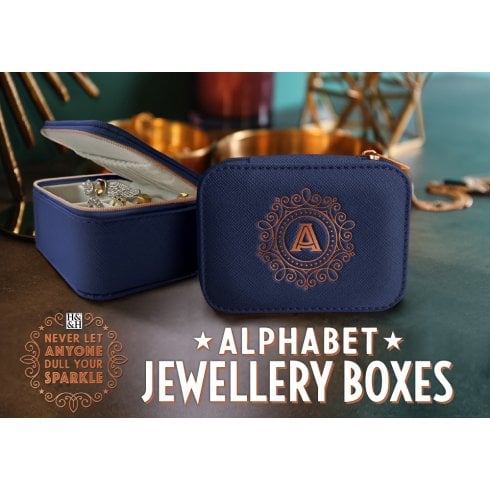 History & Heraldry Pre-personalised Travel Jewellery Box With Inspirational Sentiment - Blue