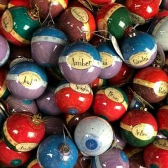 Snowy Night Christmas Baubles - Names A-F