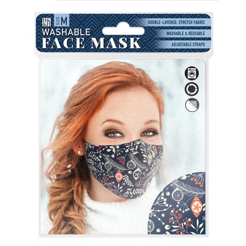 History & Heraldry Washable Face Mask-Blue Baubles