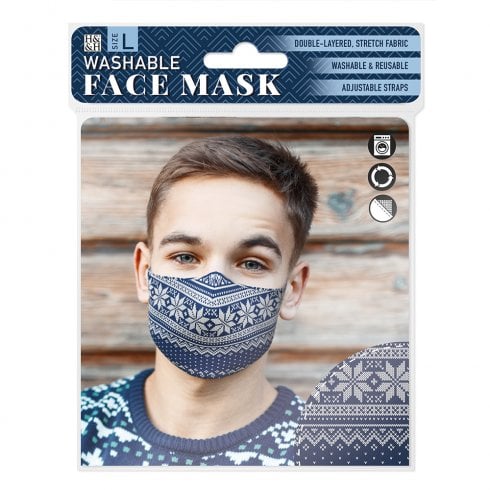 History & Heraldry Washable Face Mask-Fairisle Blue