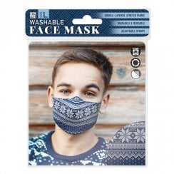 Washable Face Mask-Fairisle Blue