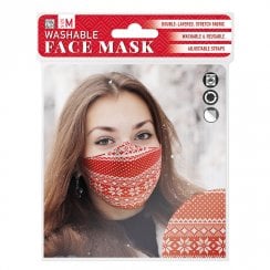 Washable Face Mask-Fairisle Red