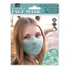 Washable Face Mask - Vintage Floral Teal (M)